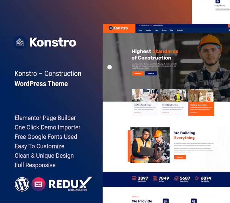Konstro – WordPress İnşaat Firması Teması