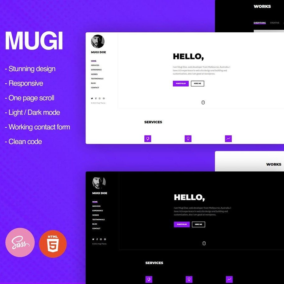 Mugi – Kişisel Portfolyo & CV WordPress Teması